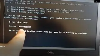 Erro 0xc000000f, \Boot\BCD Como Resolver? Windows Boot Manager (Notebook Dell)