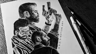 VIKRAM - KAMAL HAASAN, VIJAY SETHUPATHI & FAHADH FAASIL - CHARCOAL DRAWING