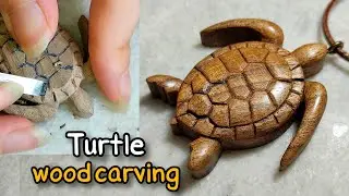 Learn How to Carve a Simple Baby Sea Turtle from Walnut Wood | Woodcarving Tutorial 🐢🌊