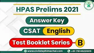 CSAT Answer Key | English | HPAS Prelims 2021 | 26 September 2021 | Paper Discussion