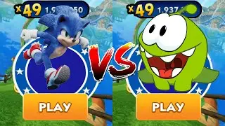 Sonic Dash vs Om Nom Run - Movie Sonic vs All Bosses Eggman Zazz All Characters Unlocked