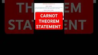 Carnot theorem statement #carnottheorem #carnot #theorem #thermodynamics #shorts #shortvideo #viral