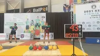 Aleksandra Barbakova. Jerk 66 (2*24 kg). European Cup 2021, Kaunas