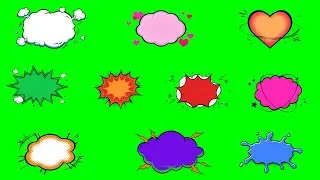 Color Bubble Shape Green Screen | Comic Comment Box Green Screen
