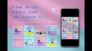 Download Pink Retro Video Game Instagram Pack Stock Graphics