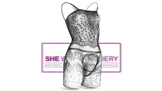 She-Woolf Hosiery, Vicky, Black Animal Print Suspender Style Strappy Body-Stockings.