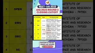 AIQ Round 2 Closing Cutoff 2023 | NEET 2023 AIQ Closing Cutoff 2023 | AIQ round 2 result 2023