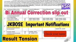 Jkbose Bi Annual Result Big update and check your name in correction notification| 10th to 12th