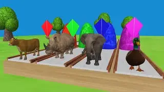 Cow Rhinoceros Elephant Duck | fountain crossing animal transformation | fountain cartoon