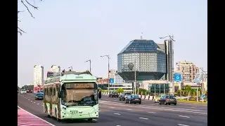Минск.Поездка на троллейбусе №1 ДС Зелёный луг-6 - метро Московская