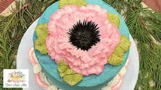 How to make a pretty pink poppy flower cake. Satisfying cake decorating.