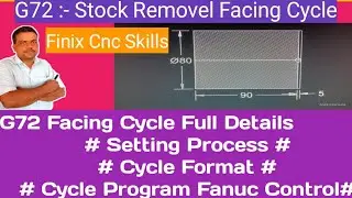 CNC turning Facing program with G72 cycle code | G72 Stock Removel Facing Cycle Program 