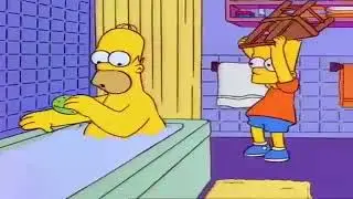 bart hits homer with a cross