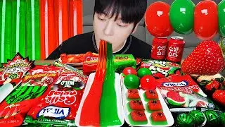 ASMR MUKBANG | Watermelon Desserts (Jelly, Strawberry Watermelon Tanghulu, Noodles Jelly, Ice cream)