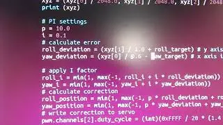 Flight Stabilization Code on Raspberry Pi (Accelerometer and Servos) for Roll and Pitch