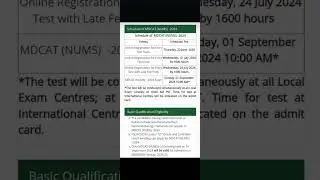 Schedule of Nums (Mcat) Test #2024#Updates
