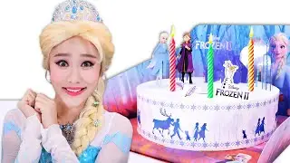Frozen Elsa cake Mukbang 겨울왕국 엘사 케이크 먹방 JiniYum 지니얌