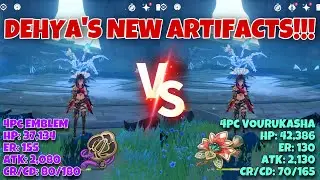 Dehya New Artifacts Vourukasha’s Glow vs Emblem Damage Comparisons! Is Her New Artifacts Worth It???