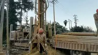 crawler water well drilling rig working