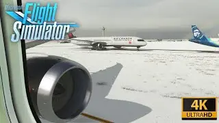 (4K) AWESOME WINTER TAKE-OFF from Calgary | Microsoft Flight Simulator 2020 | EXTREME GRAPHICS