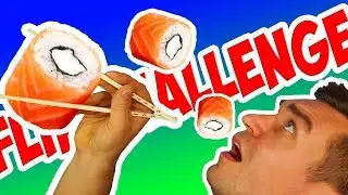 СУШИ РОЛЛ В РОТ FLIP CHALLENGE! БРОСАЮ ВЫЗОВ:D
