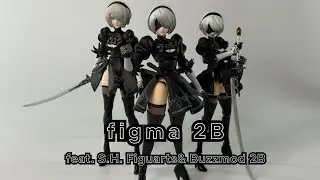 figma 643 2B NieR: Automata Ver 1.1a Action Figure Review and Comparison with S.H. Figuarts& Buzzmod