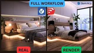 How I created a Realistic Interior Render of modern bedroom in Enscape #viralvideo