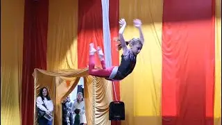 9-Year-Old Kid Performs Aerial Hammock Routine to Girl on Fire at GymFit Student Showcase