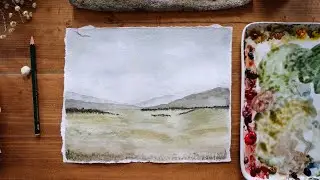 watercolor landscape demo | simple & loose moody landscape tutorial