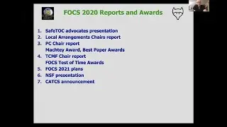 Reports & Awards FOCS 2020
