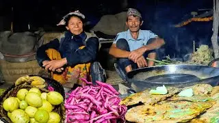 Nepali Village Kitchen Story | A Couple  Organic Cooking with Fresh Fruits & Traditional Bread 