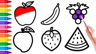Learn FRUITS , Painting Colouring for Kids & Toddlers | How to Draw Fruits #apple #drawing #fruits