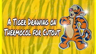 A Tiger Drawing on Thermocol for Cutout