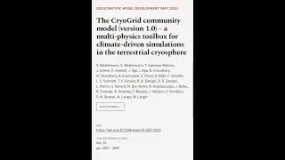 The CryoGrid community model (version 1.0) – a multi-physics toolbox for climate-driv... | RTCL.TV