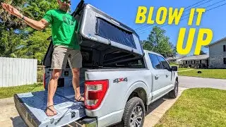 INFLATABLE Camper Shell? First Look & Install on F150 - FLATED AIR TOPPER