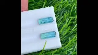 3.60 Carats Natural Tourmaline Pair, Lagoon Earrings Pair Emerald Cut