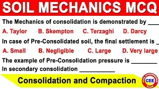 soil compaction and consolidation mcq | Soil Mechanics MCQ's  | soil compression mcq | civil mcqs