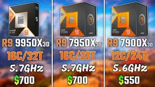 RYZEN 9 9950X3D vs RYZEN 9 7950X3D vs RYZEN 9 7900X3D | Test in 6 Games