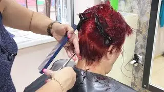 ANTI AGE HAIRCUT - SHORT STACKED PIXIE  CUT WITH BANGS