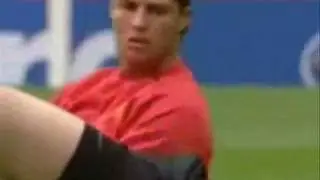 Cristiano Ronaldo looks at cock
