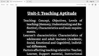 Syllabus TEACHING APTITUDE UGC NET PAPER I