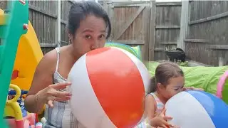 BLOWING UP THE BEACH BALL |DEFLATING AND INFLATING |BEACH BALL