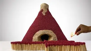 Experiment : Volcano Eruption 2022 || Match Chain Reaction Amazing Fire Domino
