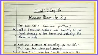 Madam rides the bus question answer | madam rides the bus class 10 question answer |