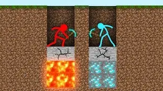 Stickman vs Minecraft Animation ~ LAVA vs DIAMOND TRAP
