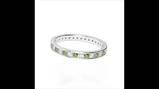 Atyaza Inc White Gold Green Tourmaline and Diamond Eternity Ring ATZR 0365