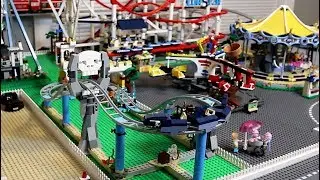 Both Lego 2018 coasters placed side by side in this amusement park update