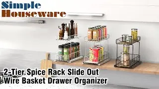 Simple Houseware 2-Tier Spice Rack Slide Out Wire Basket Drawer Organizer Assembly Video