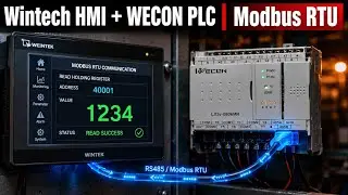 WINTECH HMI MODBUS RS485 COMMUNICATION WITH WECON PLC LX3V.