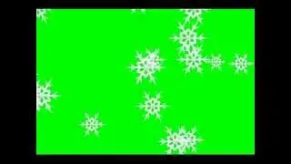 ФУТАЖИ - СНЕЖИНКИ- на зеленом фоне-  ДЛЯ ВИДЕОМОНТАЖА